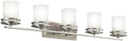 Kichler Hendrik 43" Vanity Light in Brushed Nickel, 5-Light Modern Bathroom Vanity with Satin Etched Cased Opal Glass, (43" W x 7.75" H), 5085NI