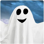 4 Pack Halloween Hanging Ghosts, 27.5" Cute Flying Ghost Decorations for Front Yard Patio Lawn Garden Party Décor and Holiday Decorations