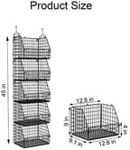 Stackable Wire Storage Baskets for Kitchen Closet Pantry, Hanging Closet Organizers Storage Shelves Organization, Wall Mount Metal Basket Bins, Clothing Vegetable & Fruit Organizer 5 pcs