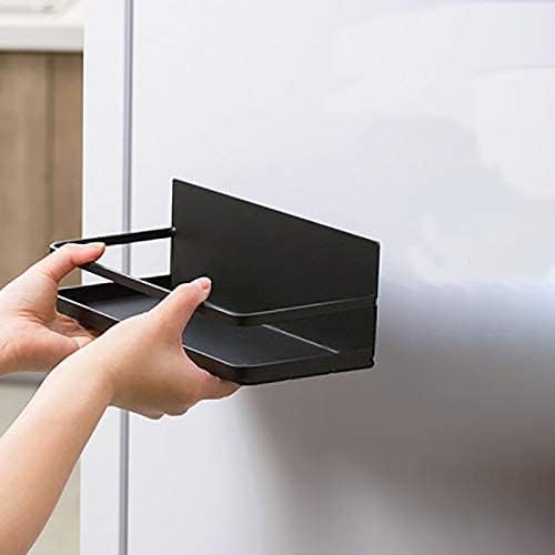 Magnetic Spice Rack Refrigerator Side Magnetic Spice Rack Kitchen Magnetic Shelf Magnetic Fridge Shelf Perfect Space Saver for Kitchen/Apartment 2 Pack (Black)