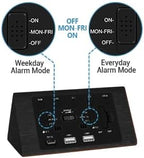 Kogonee Wooden Digital Alarm Clock, 0-100% Dimmer, 2 Alarm Settings, Weekday/Everyday Mode, 9 Mins Snooze, 12/24H, Temperature and Date Display for Office, Travel, Bedroom Alarm Clock (Black)