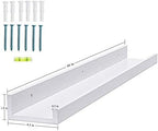 AZSKY 48 Inch White Picture Ledge Shelf Long Floating Shelves Set of 2 Wall Picture Shelf Pine Photo Frames Narrow Picture Ledge Mounting Hardware Included