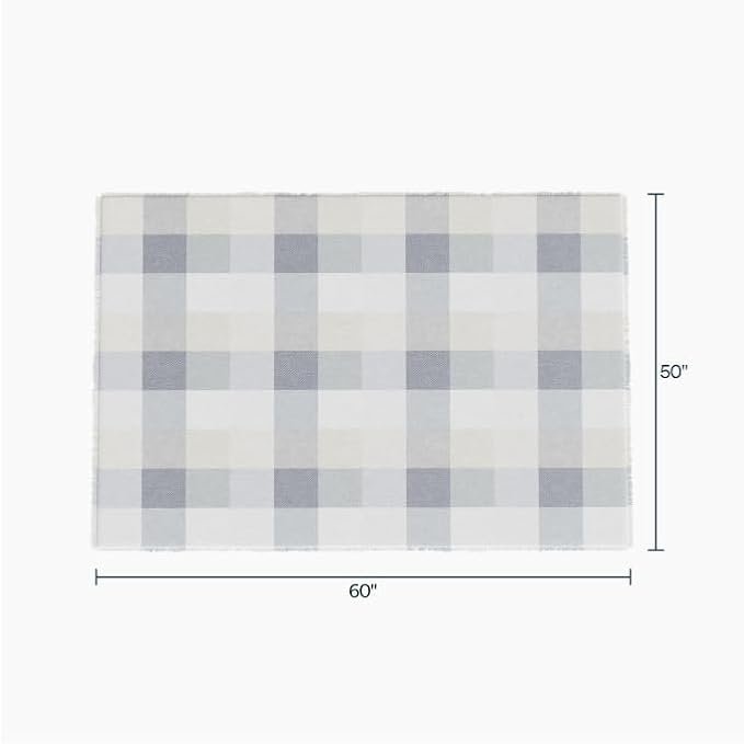 Outer Bug Shield Outdoor Throw Blanket w/Insect Shield Repellent Gear Technology- Lightweight Insect-Repellent Outdoor Blanket, Camping, Picnic & Beach Blanket, Stone Gray Buffalo Plaid, 50" W x 60"