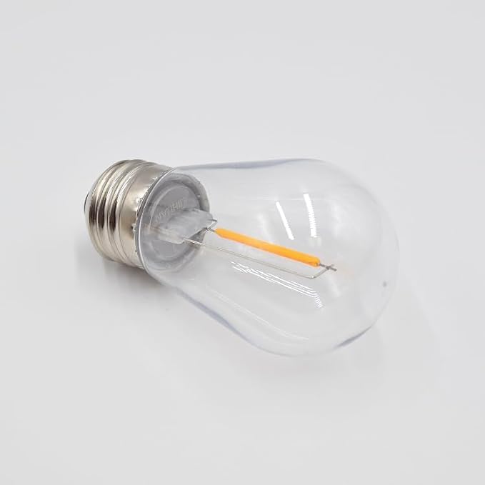 Hometown Evolution, Inc. E26 Outdoor Commercial String Lights with Suspended Socket for Weatherproof Heavy Duty Vintage Outside Lighting (S14 LED Plastic, 24 Foot 12 Socket)