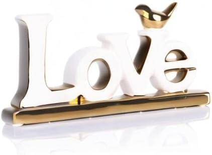 Love Sign Decoration,White and Gold Love Signs for Home Decor Statue,Modern Bird Sculpture Personalized Love Decor,Gold Style Figurine Decorative Ornaments for Living Room,Bedroom,Desktop,Cabinets