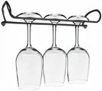 10 Inch Wine Glass Rack Under Cabinet Shelf Stemware Storage Hanging Hanger Organizer Glasses Holder with Drying Under Counter Metal for Kitchen and Bar Set of 2 Black
