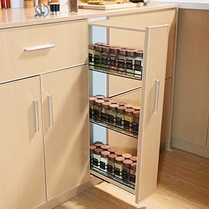 Yangbaga 24Pcs Glass Spice Jars with Labels-4OZ Wood Lid Square Spice Containers with Pepper Grinder Lids &Funnel,Seasoning Jars for Rack Cabinet Drawer