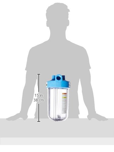 Pentair Pentek 166219 Big Clear Filter Housing, 1" NPT #10 Whole House Heavy Duty Water Filter Housing with Pressure Relief Button, 10-Inch, Blue/Clear