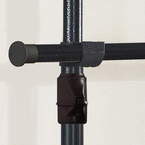PRINCE HANGER Heavy Duty One Touch System Load 352LBS Clothing Racks for Hanging Clothes Metal Wardrobe Closet System Garment Tension Rod Free Standing Black Width Adjustable PHUS-0022