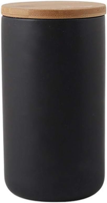 Ceramic Food Storage Jar Canister Modern Design Food Canisters with Airtight Seal Bamboo Lid, Loose Tea Coffee Spice Nuts Snacks Storage Jar Canister (Black 33.81oz/1000ml)