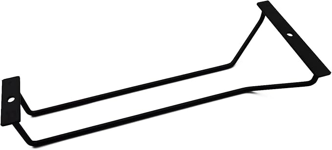 10.8 Inch Black Wine Glass Rack, Under Cabinet Wine Glass Holder Stainless Steel Stemware Rack - Hanging Stemware Holder for Cabinet Kitchen Bar, Set of 4