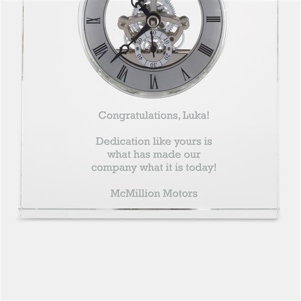 THINGS REMEMBERED Engraved Crystal Skeleton Desk Clock (Free Customization)