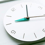 Stephanie Imports Modern Minimalist White & Teal Green Silent Wall Clock