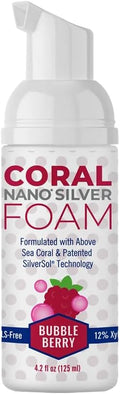 Coral Nano Silver Kids Fluoride Free Foaming Bubble Berry Coral Calcium Toothpaste, Natural Formula, SLS and Glycerin Free - 4 Ounce
