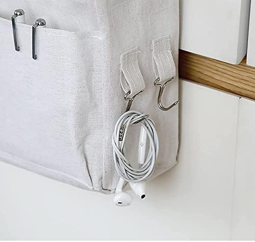 Bedside Caddy Organizer & Bedside Storage Basket Multi-Function Organizer for Bunk, Hospital Beds, Dorm Bed Rails,| Holds Magazines, Books, Glasses, Phone | Space-Saving (White 2 Pack)