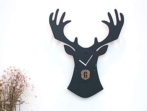 Stephanie Imports Modern Minimalist Reindeer Dark Wall Clock