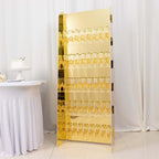 Tableclothsfactory Gold Mirror Finish 5-Tier Wine Glass Stemware Rack, 40 Champagne Flute Holder Foam Board Wall Stand - 5ft for Party & Decorations