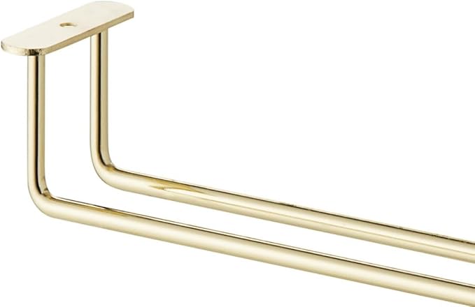 Soro Essentials- 16" Glass Hanging Stemware Rack Brass Plated Set of 2- Wine Glass Hangers Under Shelf Cabinet Wire Wine Holder Storage Hanger for Cabinet Kitchen Bar or Home