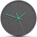 Stephanie Imports Modern Minimalist Dark Concrete Silent Wall Clock (Teal Hands)