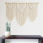 guzhiou large macrame wall hanging - Boho Tapestry Macrame Wall Decor Art- Chic Bohemian Handmade Woven Tapestry Home Decoration for Bedroom Living Room Apartment Wedding Party - 43"x32" (Beige-Leaf)