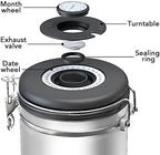 ShanSon Coffee Canister Airtight Coffee Container Stainless Steel Coffee Bean Storage Container with Scoop Coffee Canister for Beans Grounds Sugar Flour Tea Cereal,16OZ,Silver