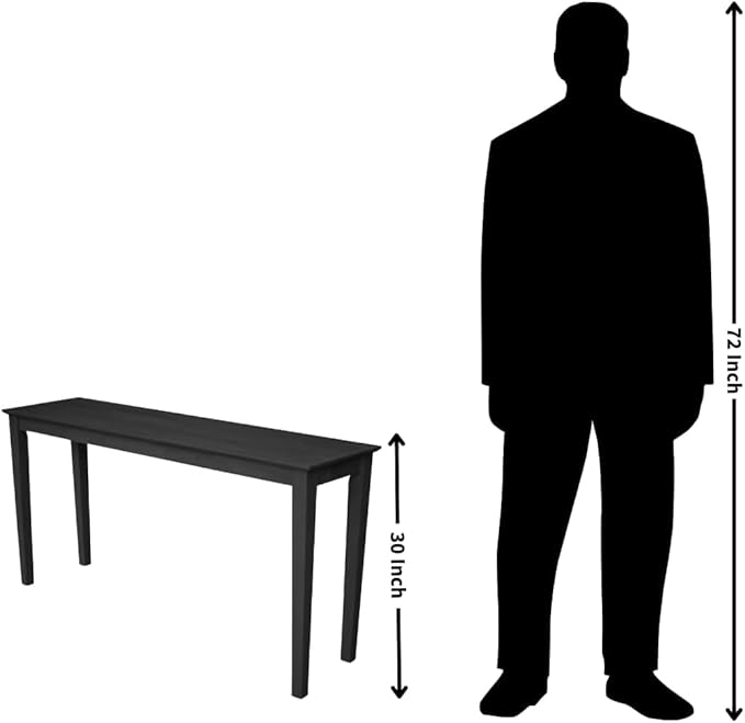 IC International Concepts Extended Length Shaker Console Table, 60" W x 16" D x 30" H Real/Solid Parawood, Kitchen/Dining, 50 Lbs. Wt. Capacity, DIY, Paint/Stain In Any Color, Unfinished