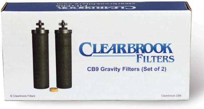 Authentic CB9 Clearbrook 9-Inch Gravity-Fed Water Filter Systems, Replacement For Berkey BB9-2 High-Performance Water Filtration, No Electricity Needed (Set of 2)
