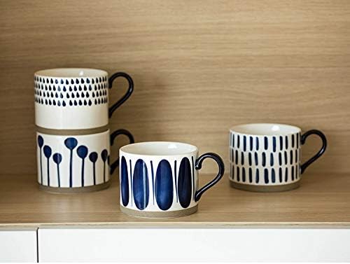 Koja 15 oz. Elegant Hand Painted Decorative Large Porcelain Ceramic Mug Set. 4 Decorative Mugs. Colorful Gift Pack. Impress & Entertain Family & Guests. Dishwasher Microwave Safe.