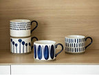 Koja 15 oz. Elegant Hand Painted Decorative Large Porcelain Ceramic Mug Set. 4 Decorative Mugs. Colorful Gift Pack. Impress & Entertain Family & Guests. Dishwasher Microwave Safe.