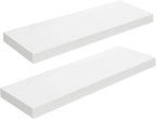 HOOBRO Floating Shelves for Wall, Wall Mounted Shelf Set of 2, 23.6" Hanging Shelf with Invisible Brackets, for Wall in Bathroom, Bedroom, Toilet, Kitchen, Living Room, Office, White WT60BJ01