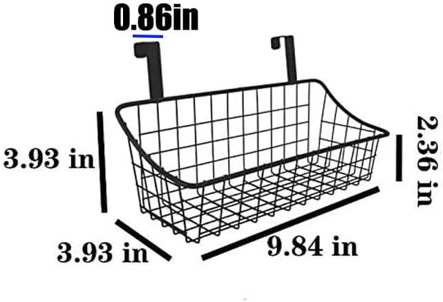 LeleCAT Over Cabinet Door Basket with hook Grid Storage Basket, Kitchen Storage Organizer,Over Cabinet Door Organizer,Hanging it behind a door or on a railing, Small, BLack,2 Pack