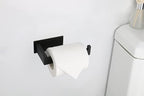 Toilet Paper Holder, Self Adhesive Tissue Holder Stainless Steel Rustproof Paper Roll Holder, No Drilling Easy to Install, Toilet Paper Rack Suitable for Office, Bathroom (Matte Black)