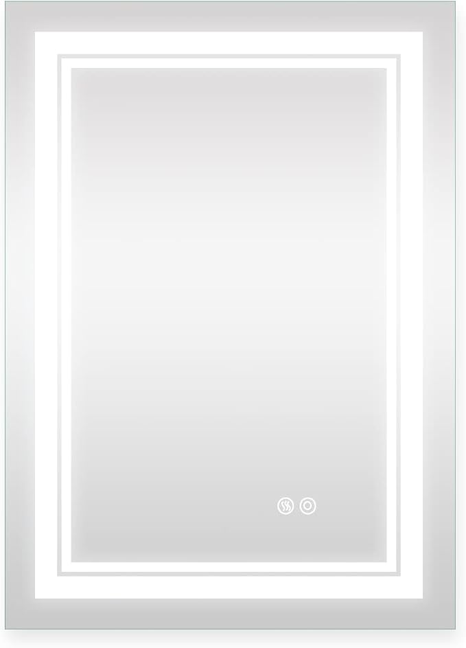 WELLFOR LED Bathroom Vanity Mirror 24 x 32 Inch, Lighted Anti-Fog Dimmable Mirror, IP44 Waterproof Wall Mounted Makeup Mirror, Packed with US Standard Plug and Touch Switch, (Horizontal/Vertical)