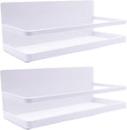 Magnetic Spice Rack Refrigerator Side Magnetic Spice Rack Kitchen Magnetic Shelf Magnetic Fridge Shelf Perfect Space Saver for Kitchen/Apartment 2 Pack (White)