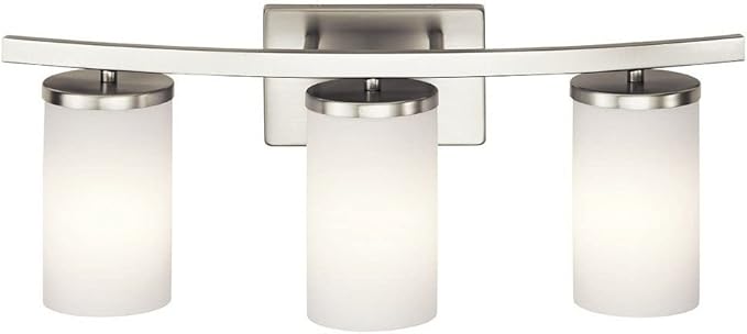 KICHLER Crosby 23" 3 Light Vanity Light Satin Etched Cased Opal Olde Bronze®,White
