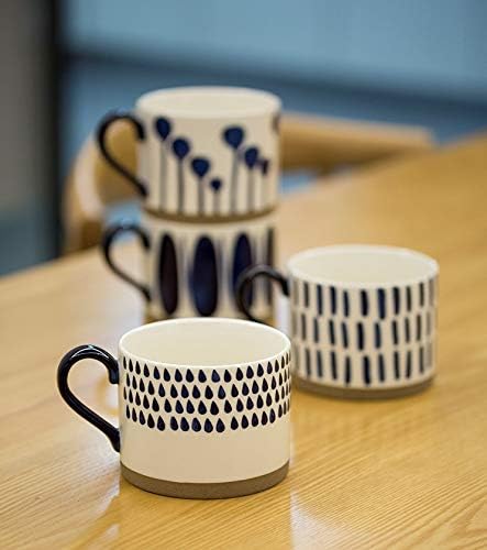 Koja 15 oz. Elegant Hand Painted Decorative Large Porcelain Ceramic Mug Set. 4 Decorative Mugs. Colorful Gift Pack. Impress & Entertain Family & Guests. Dishwasher Microwave Safe.
