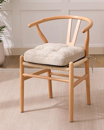 Chair Cushions, Memory Foam Dining Chair Cushions, Tufted Indoor Chair Pads, Set of 4, 16.5' x 16.5' x 3.5', Beige