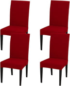 JQinHome 4 Pcs Dining Chair Slipcover, High Stretch Removable Washable Chair Seat Protector Cover for Home Party Hotel Wedding Ceremony
