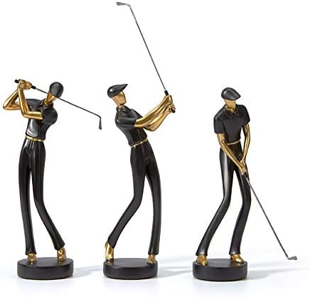 HAUCOZE Golf Figurine Statue Golfer Decoration Arts Home Decor Sculpture Polyresin Black 9.6 inch