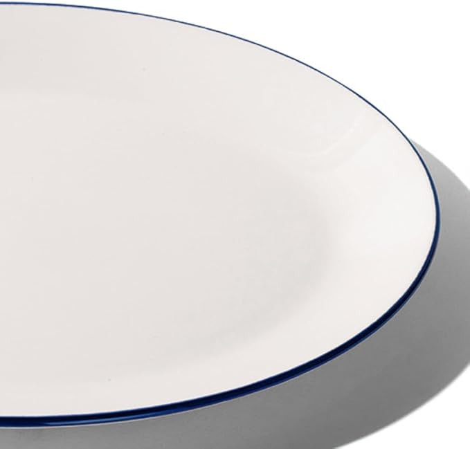 Made In Cookware - Serving Platter - White With Navy Rim- Porcelain England