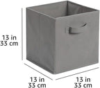 Amazon Basics Collapsible Fabric Storage Cube Bins Organizer with Handles, Sturdy, Gray, 13-x-13-x-13-inch, Pack of 6