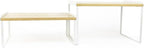Mitus Shelf Organizer and Storage, Stackable Tiered Wood Cabinet Rack for Countertops, Desktops, Cabinets (Set of 2) 16" Wide Natural Oak and White