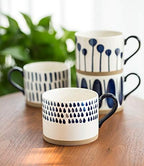 Koja 15 oz. Elegant Hand Painted Decorative Large Porcelain Ceramic Mug Set. 4 Decorative Mugs. Colorful Gift Pack. Impress & Entertain Family & Guests. Dishwasher Microwave Safe.
