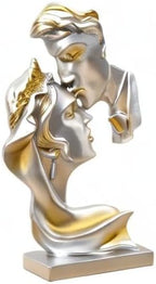 Couples Kiss Sculpture,Abstract Art Couple Sculpture Home Furnishing Resin Statue Decoration Romantic Statue Used for Home Decoration, Wedding, Gift.Silver