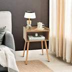 MaxSmeo Nightstand, Mid Century Modern Side Table Bedroom with Storage, Small End Bedside Table with Solid Wood Legs for Living Room, Office Small Spaces (Brown)