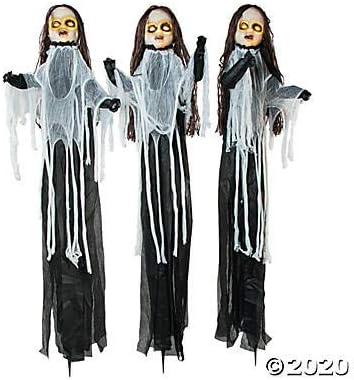 Light Up Halloween Outdoor Spooky Dolls - Set of 3 Yard Decorations - 5 Feet Tall
