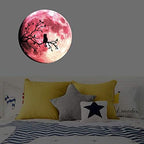 Quanhaigou Glow in The Dark Wall or Ceiling Moon Stickers – Luminous Decal Sticker for Simulated Planet Effect at Night – Red 3D Earth Black Tree Cat