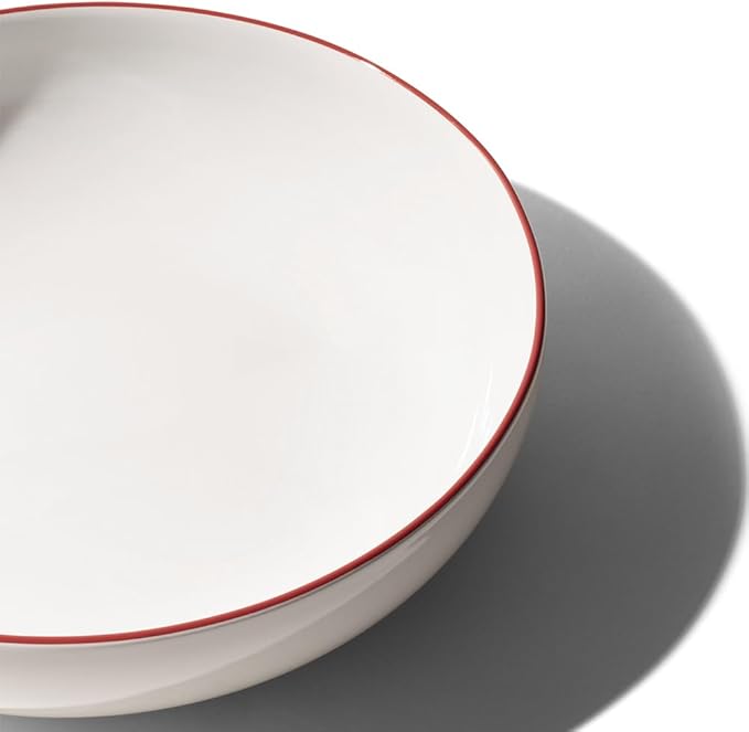 Made In Cookware - Serving Bowl - White With Red Rim - Porcelain England
