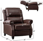 CANMOV Pushback Recliner Chair Faux Leather Armchair Push Back Recliner with Rivet Decoration Single Sofa Accent Chair for Living Room, Reddish Brown