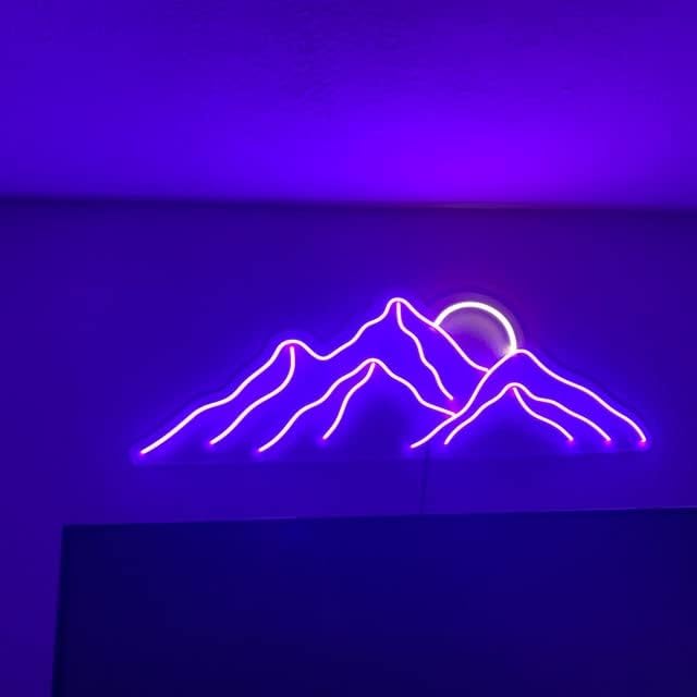 Ulalaza LED Decorative Lights USB Mountains Sunrise Sunset Led Neon Signs Home Decoration Wall Art Holiday Gift Brightness Adjustable 16.5''x11.8''